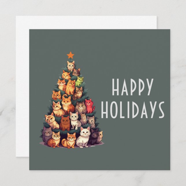 Cute Cats Christmas Tree Customizable Holiday (Front/Back)