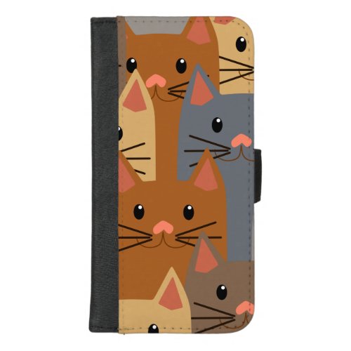Cute Cats Colorful Cat Face Collage iPhone 87 Plus Wallet Case