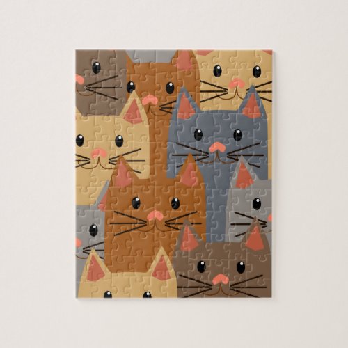 Cute Cats Colorful Cat Face Collage Jigsaw Puzzle