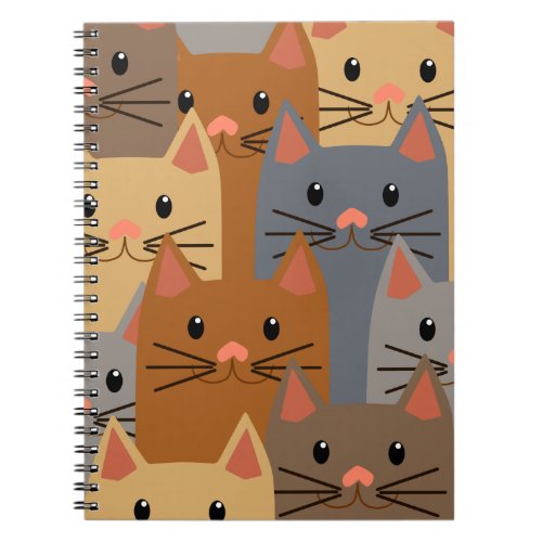 Cute Cats Colorful Cat Face Collage Notebook