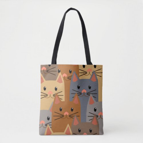 Cute Cats Colorful Cat Face Collage Tote Bag