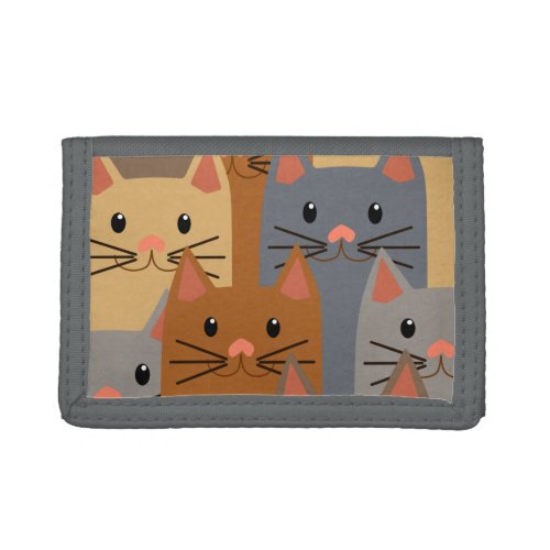 Cute Cats Colorful Cat Face Collage Trifold Wallet