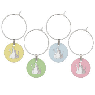 Cute Cats Colorful Pastel  Wine Charm