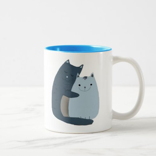 Cute Cats Cuddling Art Two_Tone Coffee Mug