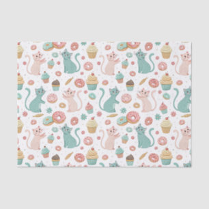 Cute Cats & Cupcakes Pattern - Kawaii Kitten Art Tissue Paper