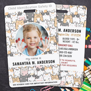 Cute Cats Custom Modern Photo Child Identification Badge