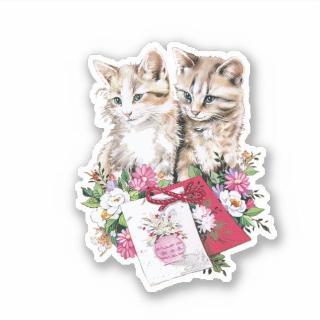 Cute cats cut sticker (Front)