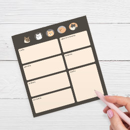 Cute Cats Dark Gray Reminders Notepad