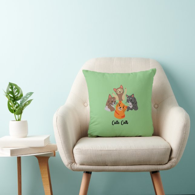 Cute Cats Design on Pillow: Throw Pillow (Chair)