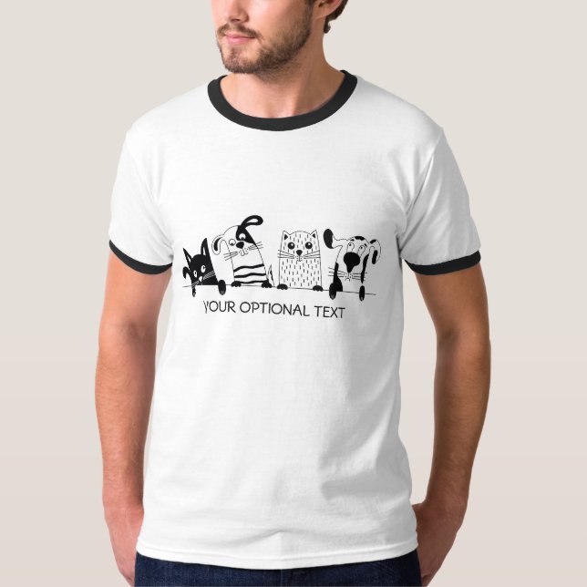 Cute Cats & Dogs custom text clothing T-Shirt (Front)