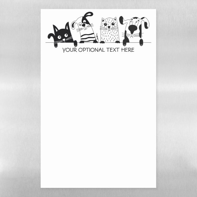 Cute Cats & Dogs custom text Magnetic Dry Erase Sheet (Vertical)