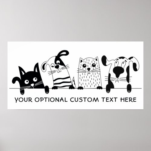 Cute Cats  Dogs custom text poster