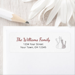 Cute Cats Drawing Festive Kitties Return Address Label