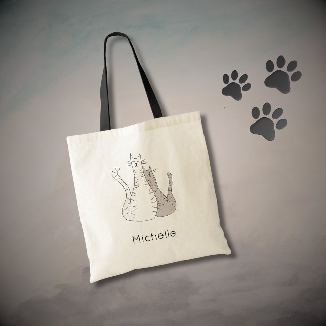 Cute Cats Drawing Simple Kitties Personalized Tote Bag (Creator Uploaded)