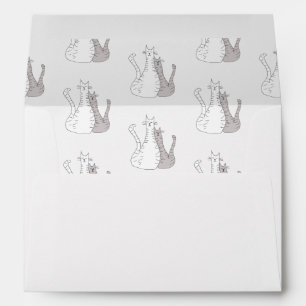 Cute Cats Drawing Simple Wedding Envelope