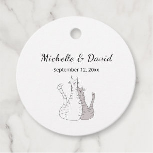 Cute Cats Drawing Simple Wedding Favor Tags