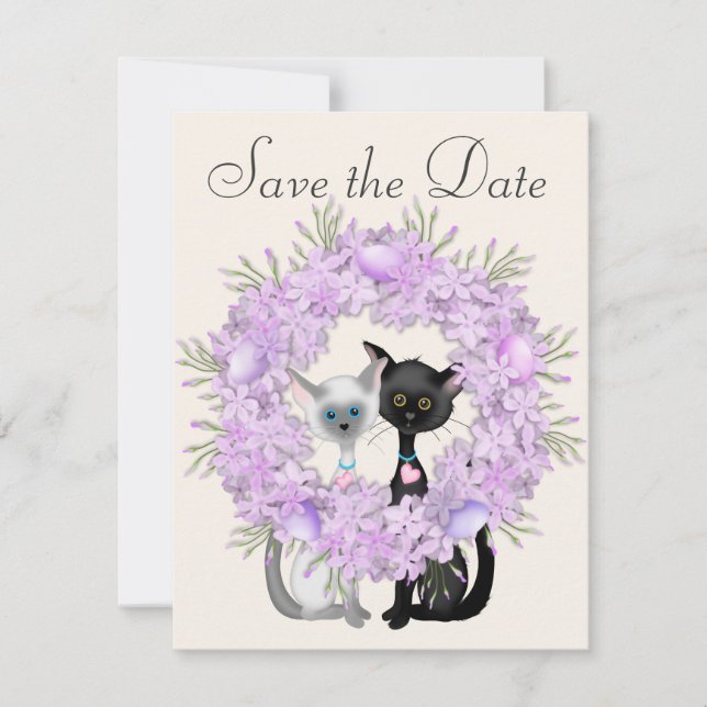 Cute Cats Easter Save the Date Wedding Notice Invitation (Front)