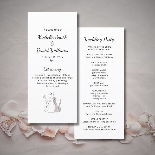 Cute Cats Elegant Typography Wedding Ceremony  Program (Creator Uploaded)