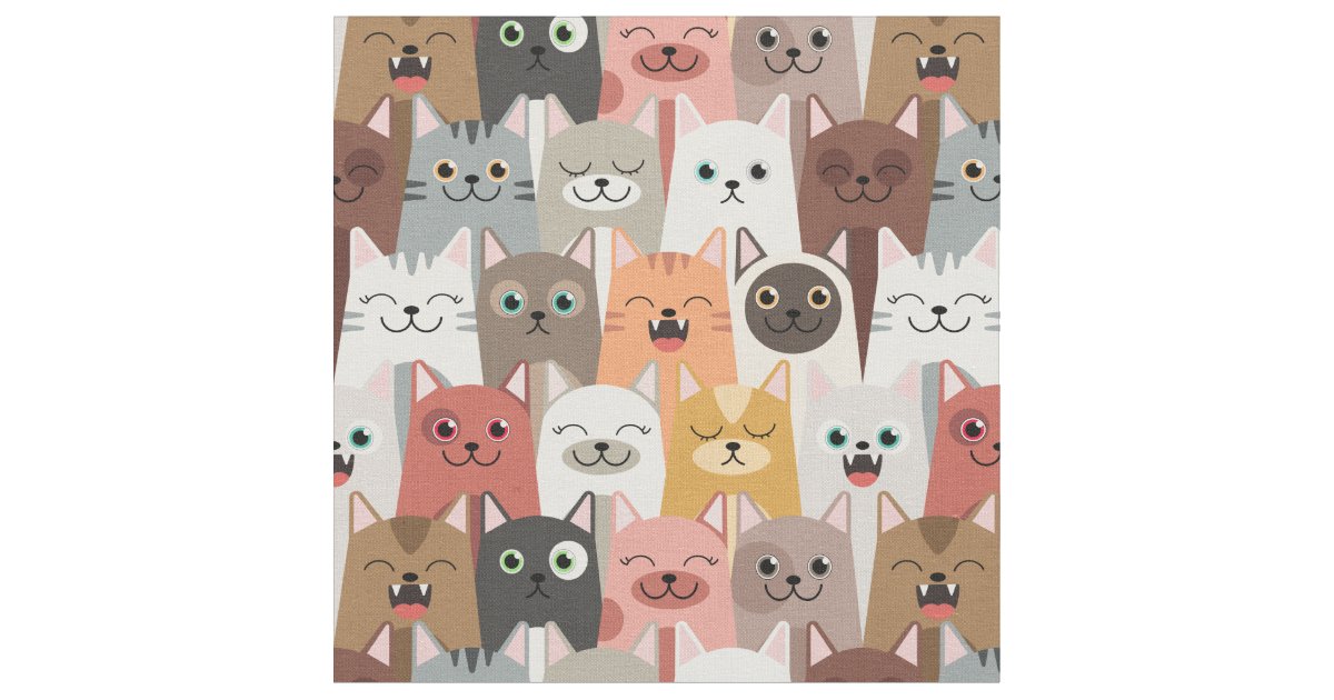 Cute Cats Fabric | Zazzle