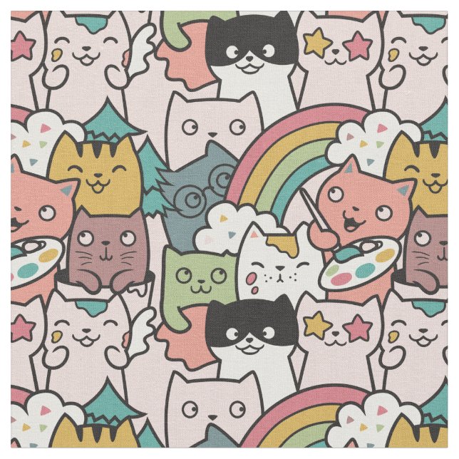 Cute Cats Fabric (Close Up)