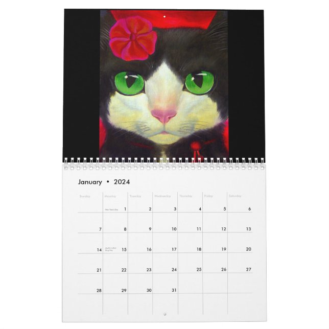 Cute Cats Feline Florals Modern Art 2022 Wall Calendar