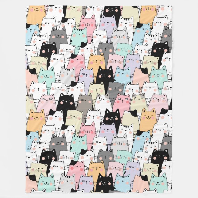Cute Cats Fleece Blanket (Front)