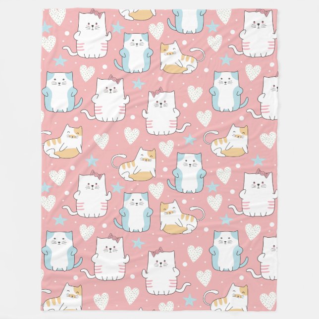 Cute Cats Fleece Blanket (Front)