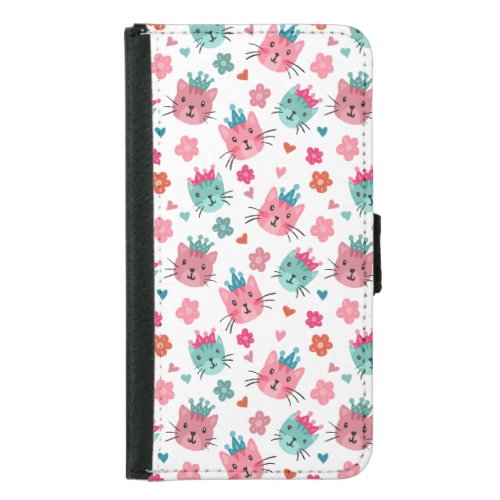 Cute Cats Flowers Hearts Samsung Galaxy S5 Wallet Case