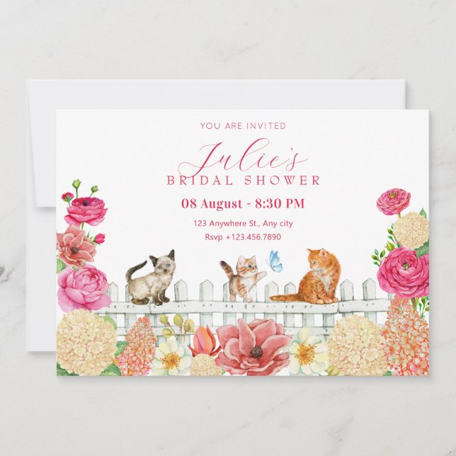 Cute cats flowers  invitation (Front)