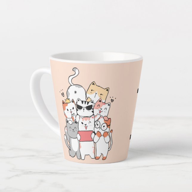 Cute Cats Friends Forever Latte Mug (Left Angle)