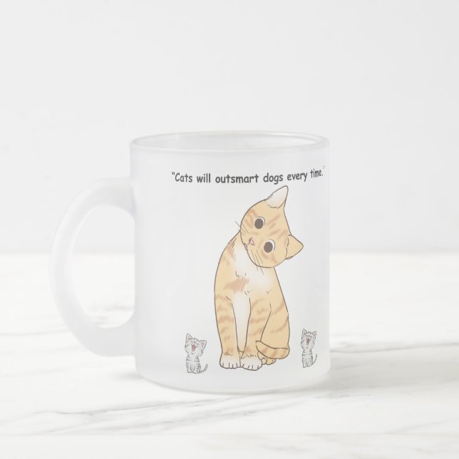 cute cats frosted glass coffee mug (Left)