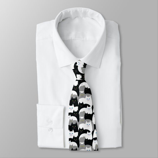 Cute Cats Funny Cat Lover Neck Tie (Tied)