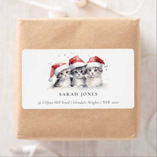 Cute Cats Furry and Bright Christmas Address Label