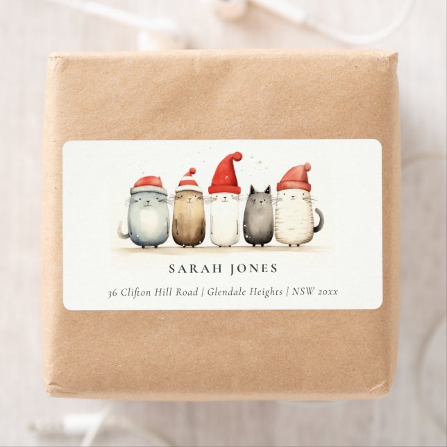 Cute Cats Furry and Bright Christmas Address Label (Insitu)