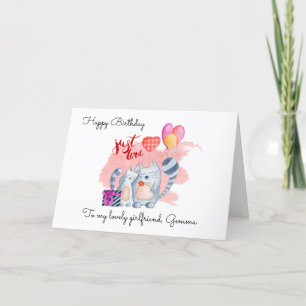 Cute Cats/Girlfriend Birthday Holiday Card