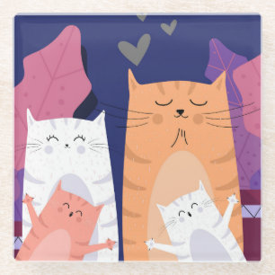 Cute Cats Glass Coaster
