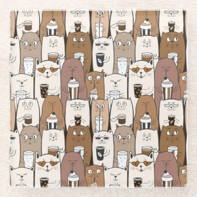 Cute Cats Glass Coaster (Front)