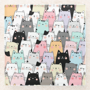Cute Cats Glass Coaster