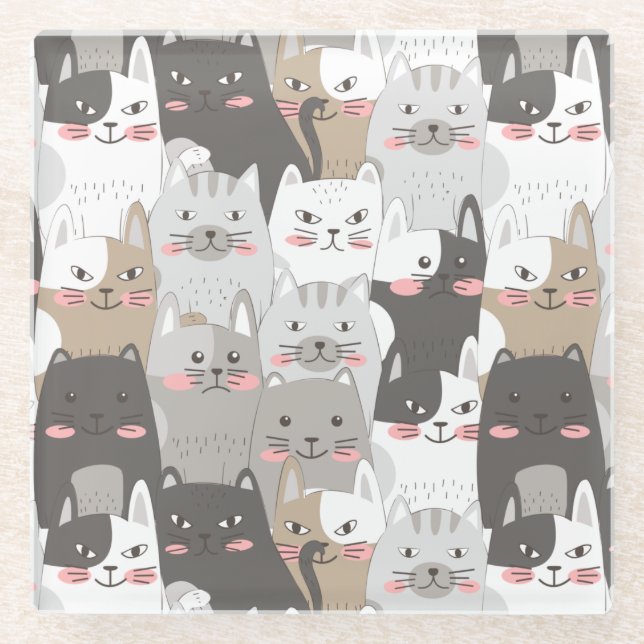 Cute Cats Glass Coaster (Front)