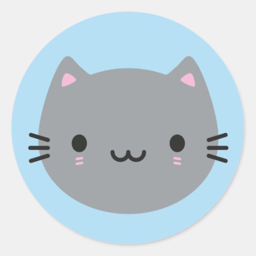 Cute Cats _ Grey Kawaii Kitten Classic Round Sticker