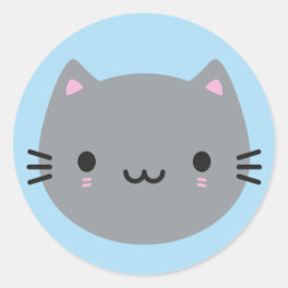 Cute Cats - Grey Kawaii Kitten Classic Round Sticker