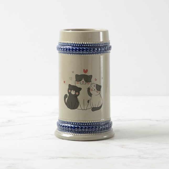 cute cats group | cat lover design | buy now  beer stein (Center)