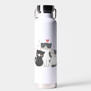 cute cats group cat lover design buy now water bottle