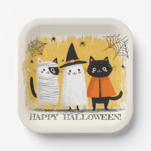 Cute Cats Halloween Party Paper Plates