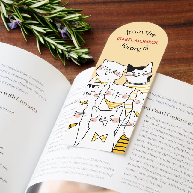 CUTE CATS HAPPY FACES YELLOW ADD CUSTOM NAME BOOKMARKS (Book)