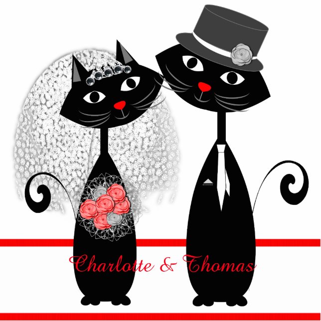 Cute Cats Hipster Bride And Groom Purrrfect! Cutout (Front)