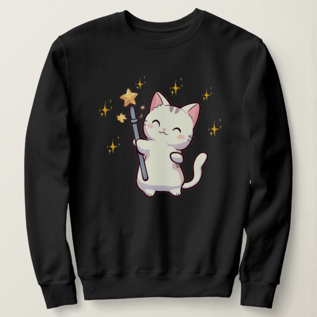 Cute Cats Holding Magic Wand Sweatshirt (Design Front)