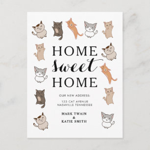Cute Cats Home Sweet Home Moving Announcement Postcard