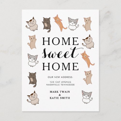 Cute Cats Home Sweet Home Moving Announcement Postcard