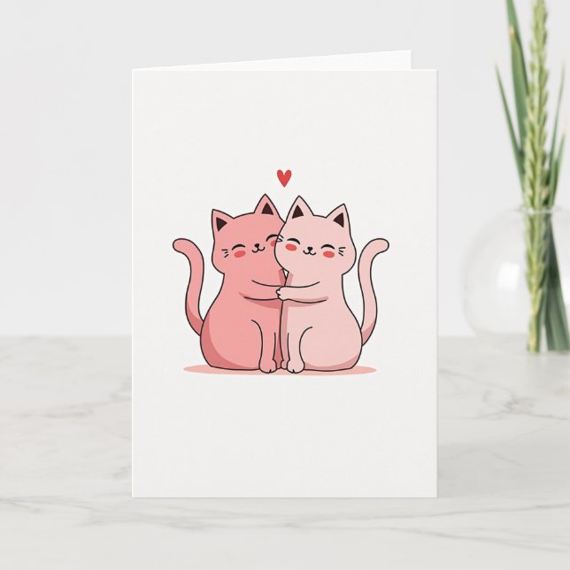 Cute Cats Hug Love Card (Front)